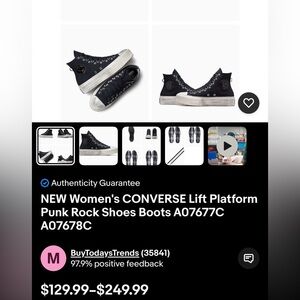 Converse Lift Platform Punk Rock – Distressed Look. Size 36.5 (6) women (4) men